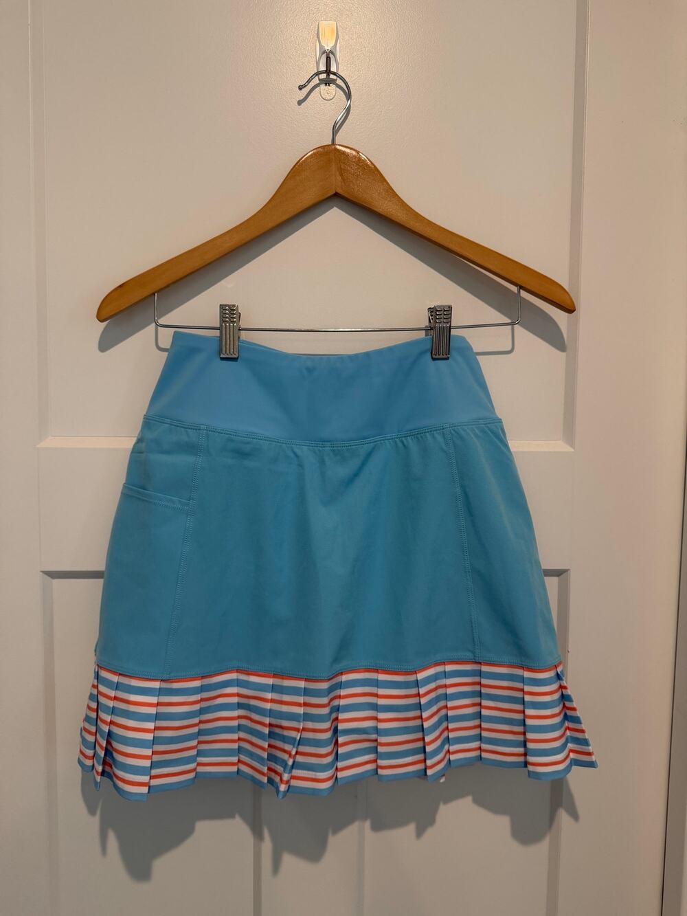 Addison Bay Birdie Pleated Skort Skirt Blue Stripe Tennis Pickleball XS New